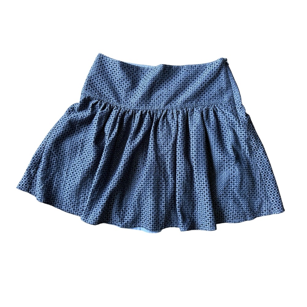 Ann Taylor Eyelet Mini Skirt Women 10 Blue Drop Waist Flouncy Preppy Cottagecore